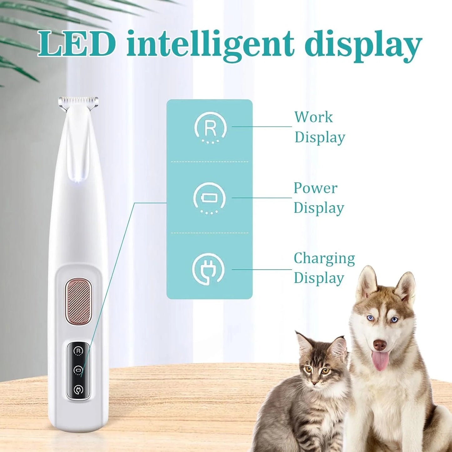 Cat Dog Paw Trimmer, Clippers Rechargeable with LED Light