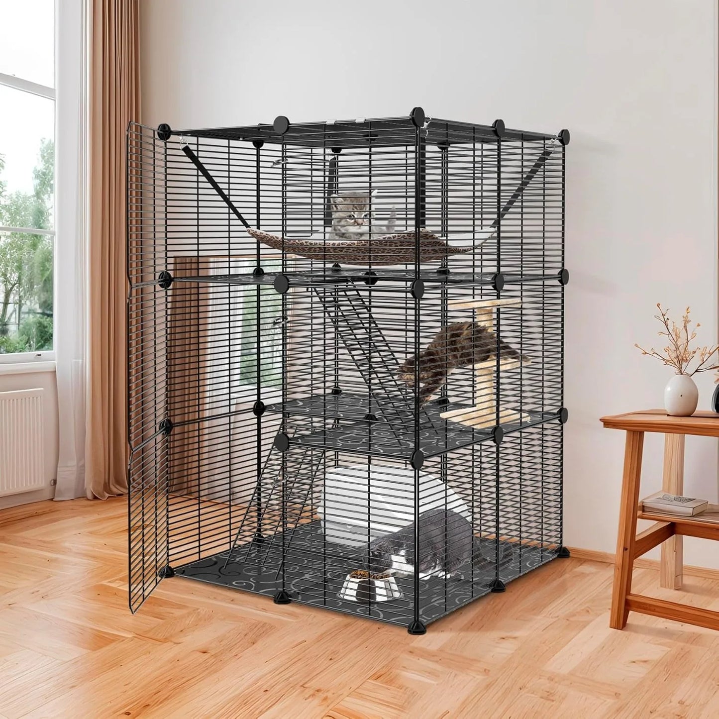 3-Tier Cat Cage Enclosures Detachable Cat Kennel