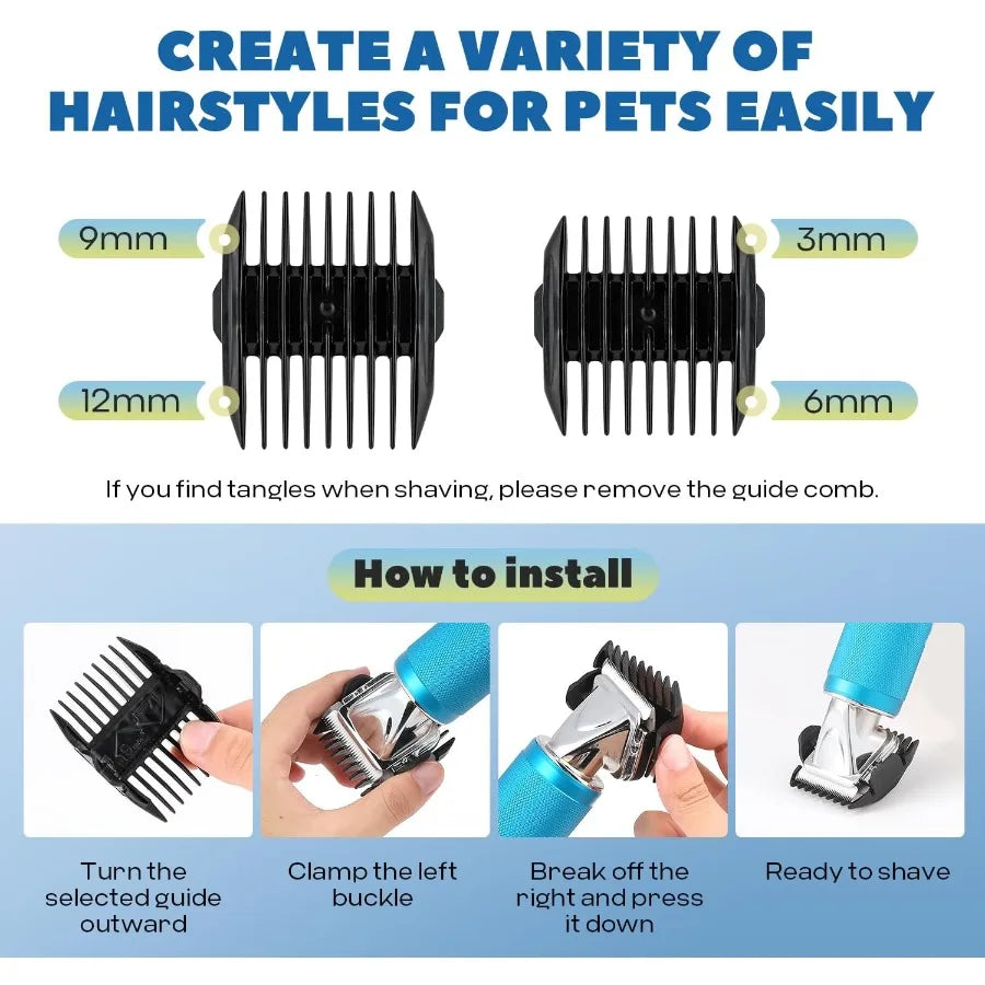Pet Grooming Clippers 3-Speed Control Low Noise