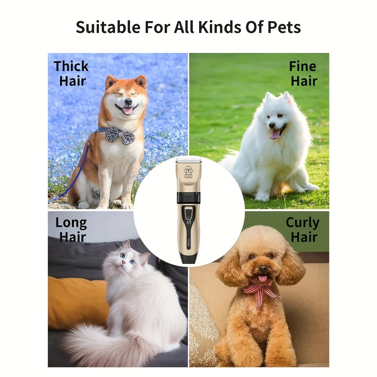 Low-noise professional USB rechargeable pet grooming tool set