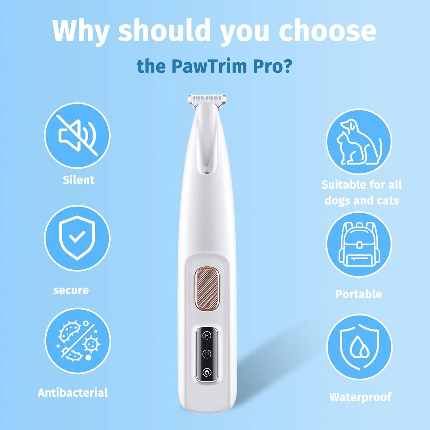 Cat Dog Paw Trimmer, Clippers Rechargeable with LED Light