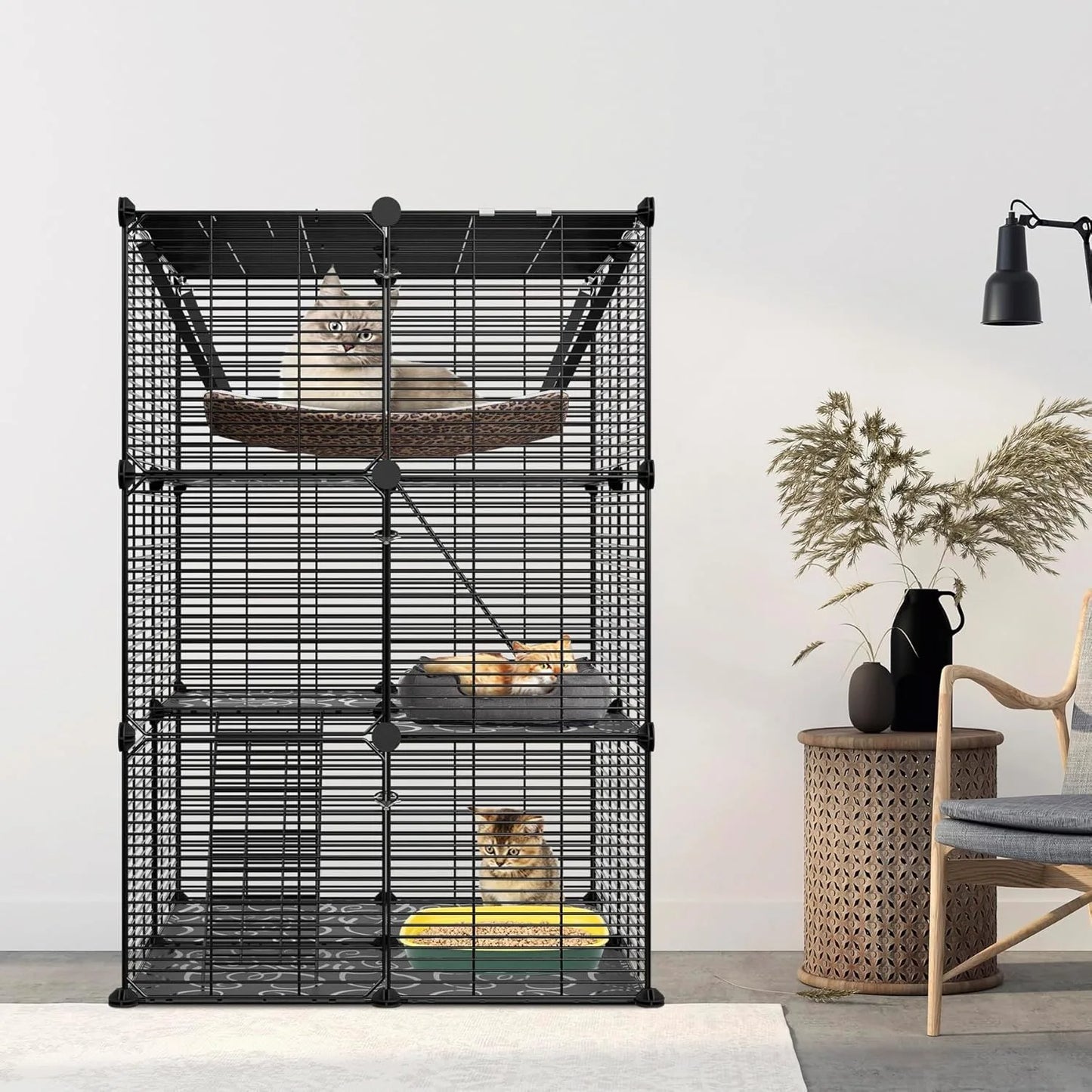 3-Tier Cat Cage Enclosures Detachable Cat Kennel