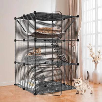3-Tier Cat Cage Enclosures Detachable Cat Kennel