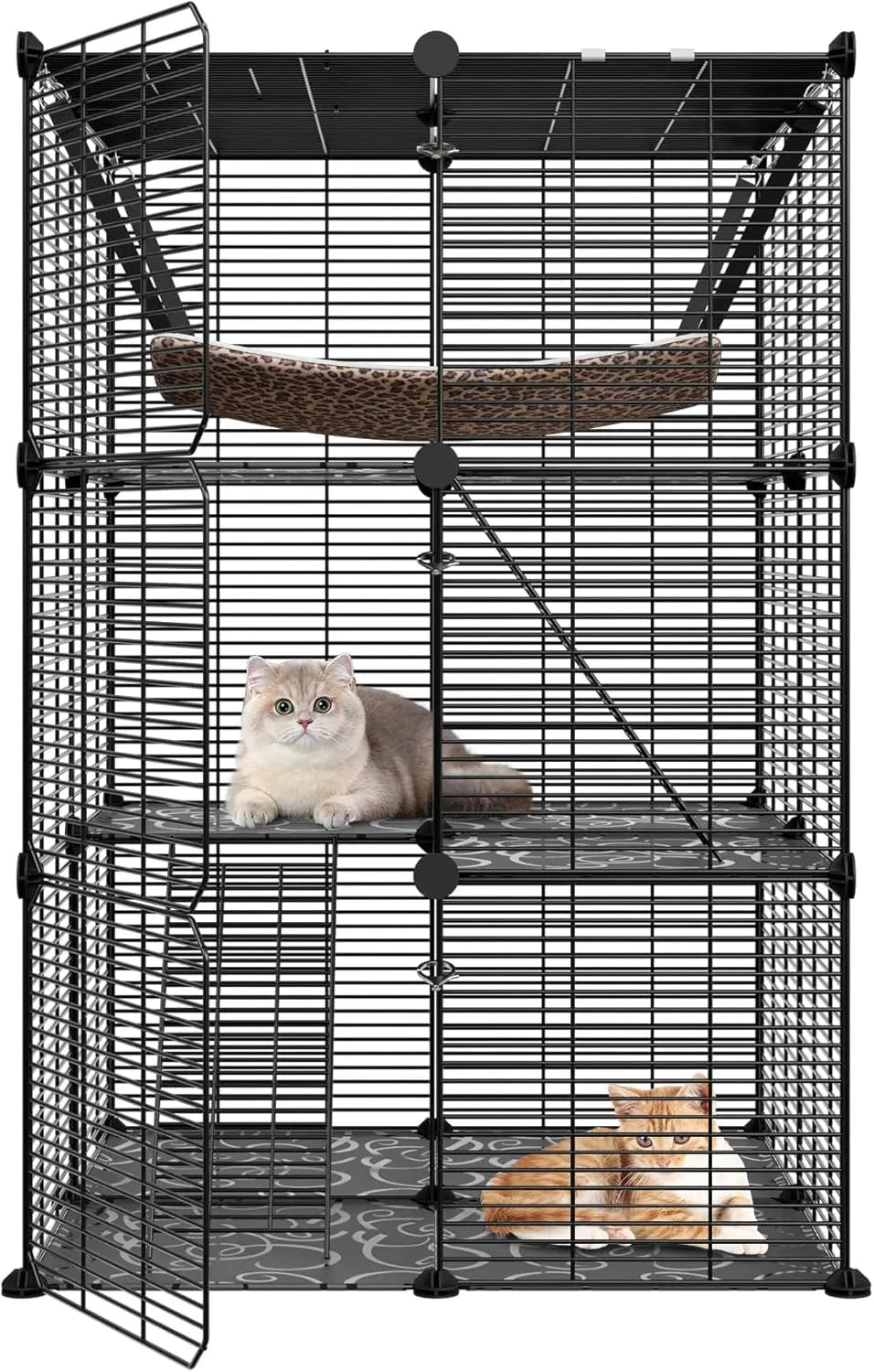 3-Tier Cat Cage Enclosures Detachable Cat Kennel