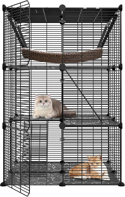 3-Tier Cat Cage Enclosures Detachable Cat Kennel