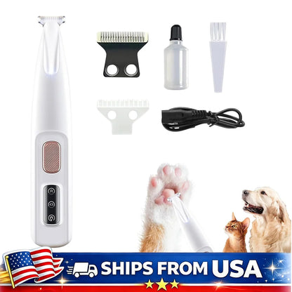 Cat Dog Paw Trimmer, Clippers Rechargeable with LED Light