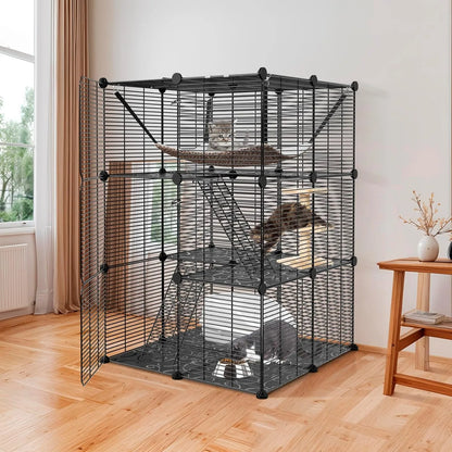3-Tier Cat Cage Enclosures Detachable Cat Kennel