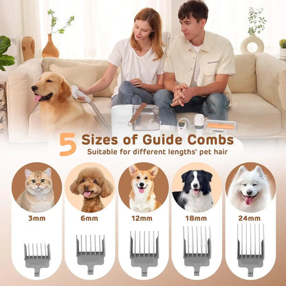 Pet Grooming Vacuum, Low Noise Clipper Kit with 7 Tools