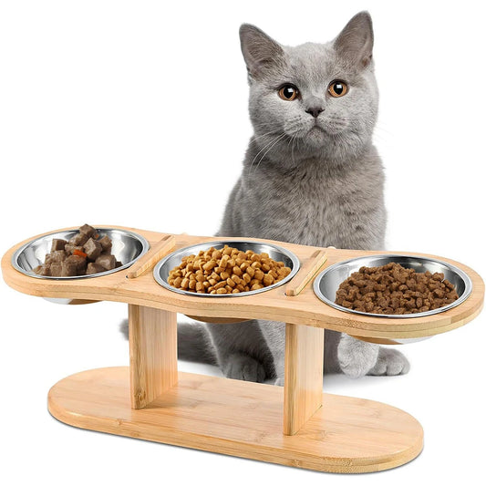 Cat 3 Bowls in 1 Feeder Feeding & Watering Bowl