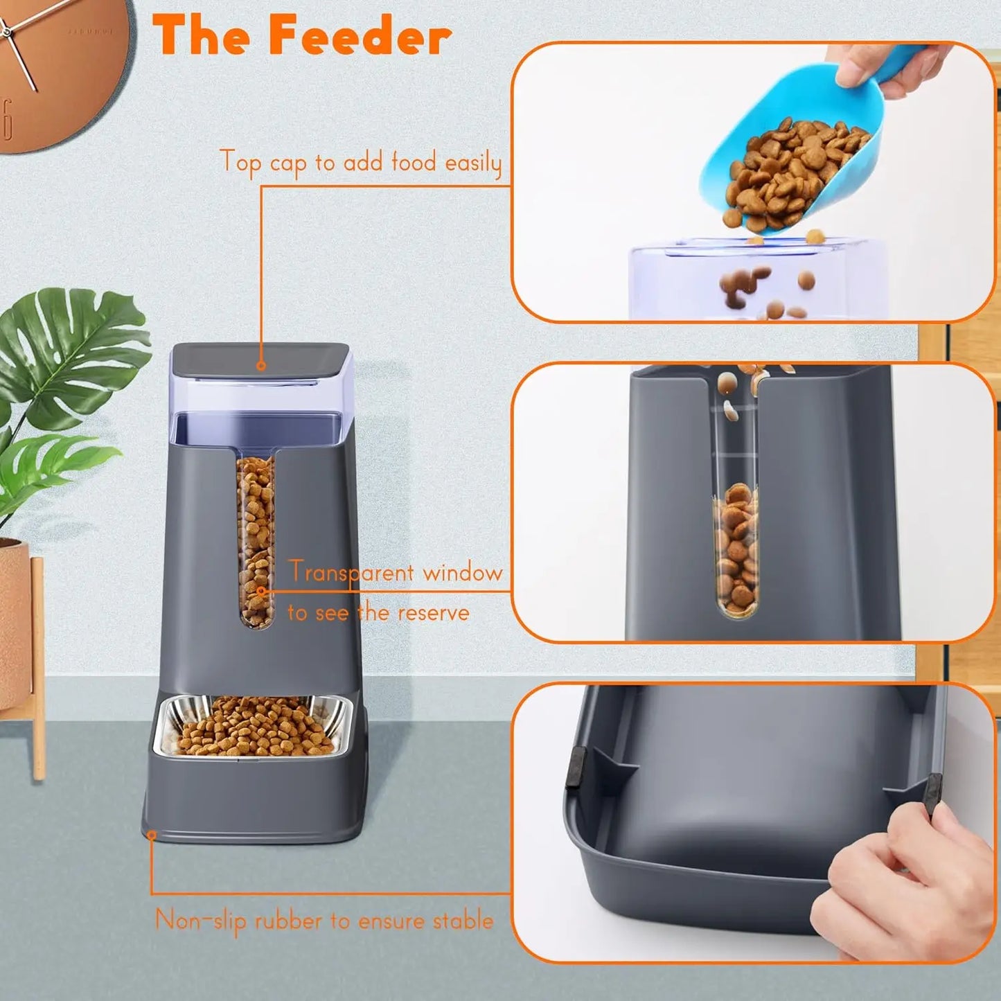 Automatic Pet Feeder and Water Dispenser Set
