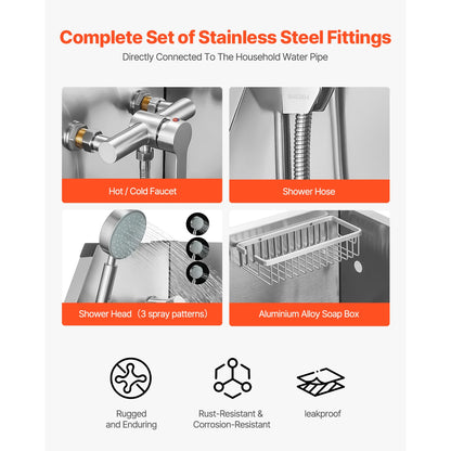 34In Stainless Steel Dog & Cat Washing Station