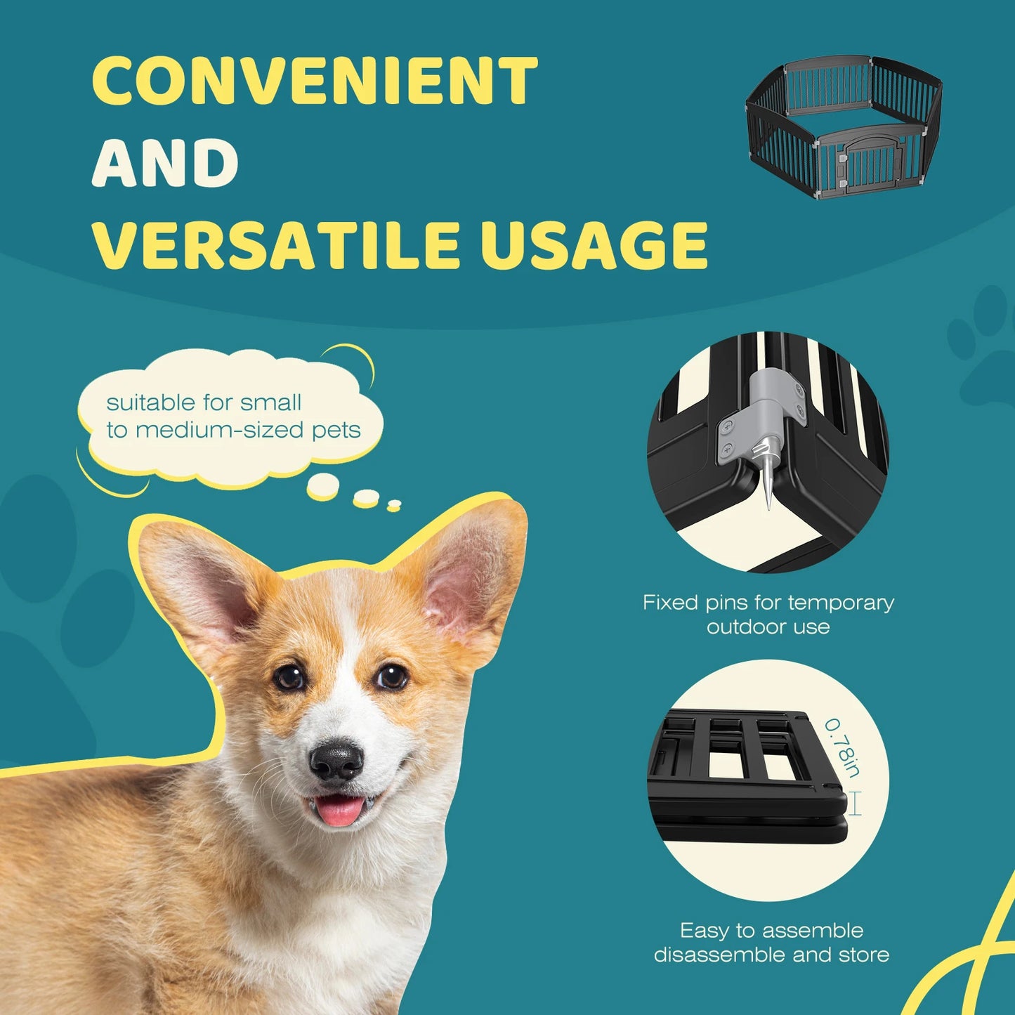 Plastic Dog Playpen 6 Panel 24IN Expandable Pet Fence