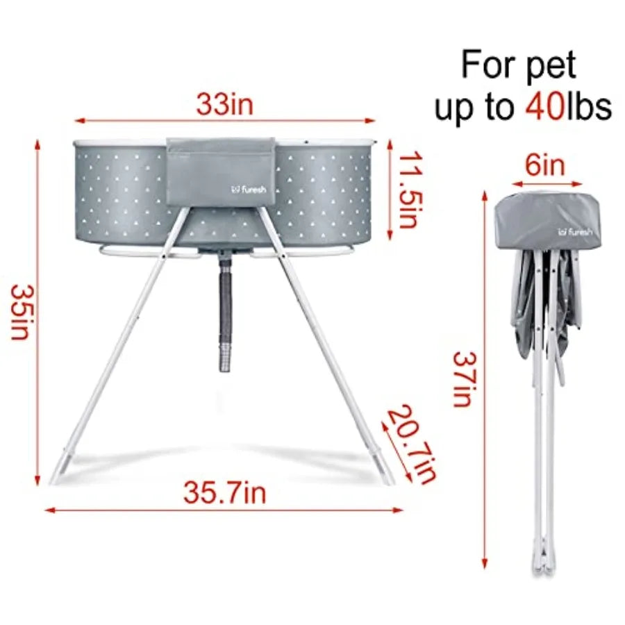 Elevated Foldable Portable Pet Bathtub and Wash Station