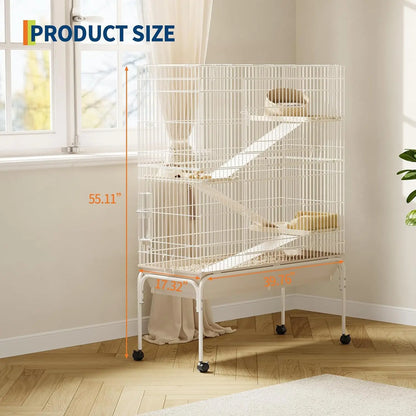 47/55 Inch Small Metal Animal Cage with Wheels