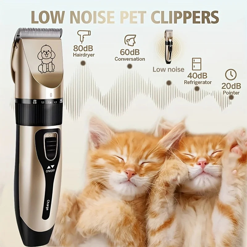 Low-noise professional USB rechargeable pet grooming tool set
