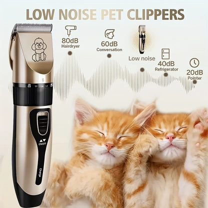 Low-noise professional USB rechargeable pet grooming tool set