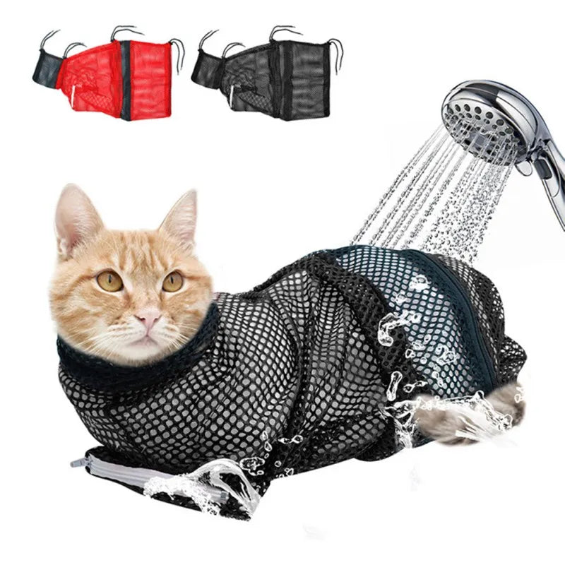 Anti Scratching Adjustable Cat Bathing Grooming Shower Bag