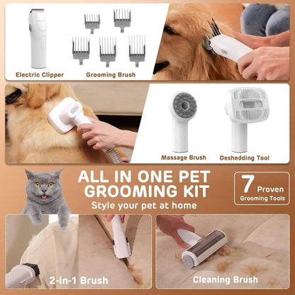 Pet Grooming Vacuum, Low Noise Clipper Kit with 7 Tools