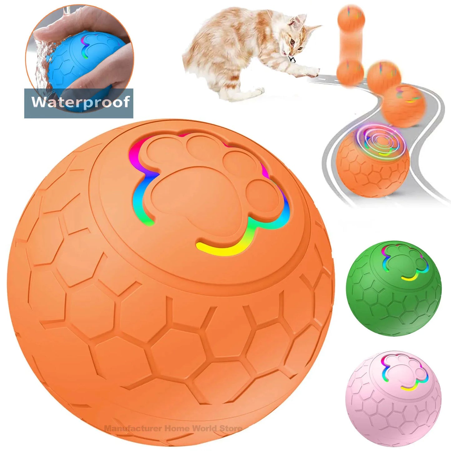 Smart Ball Electronic Interactive Pet Toy Bouncing, Rolling & Lights