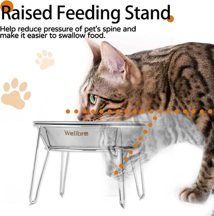 4-Pack Stainless Steel Raised Pet Bowls.