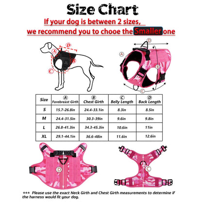 Military Pink Camouflage Dog Harness Large Medium Dogs