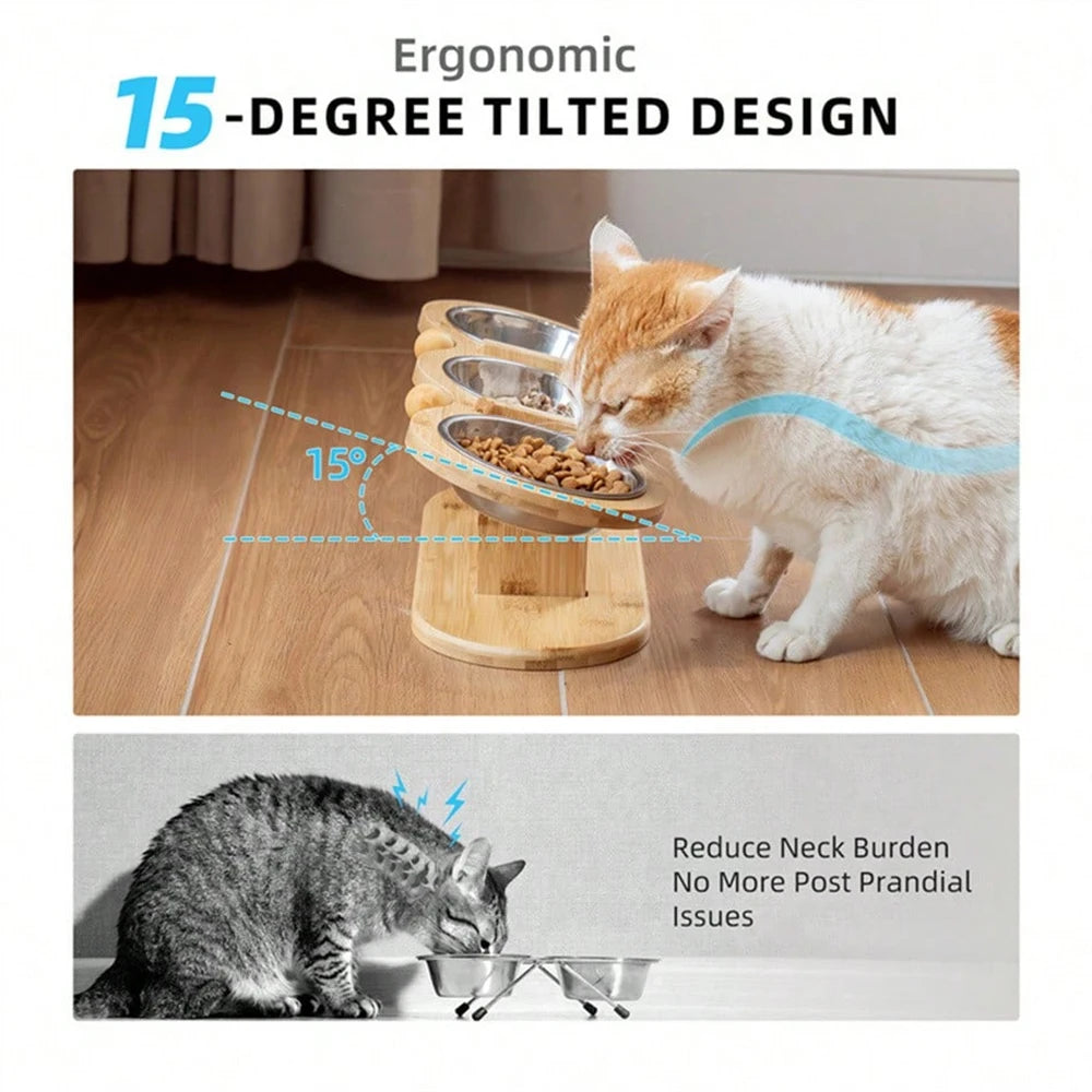 Cat 3 Bowls in 1 Feeder Feeding & Watering Bowl