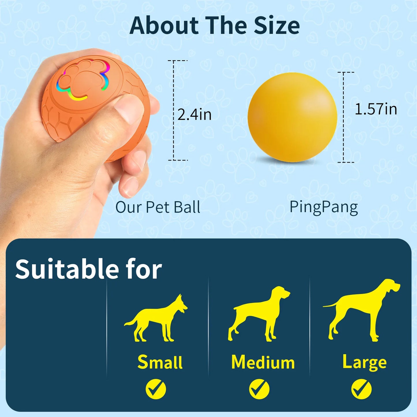 Smart Ball Electronic Interactive Pet Toy Bouncing, Rolling & Lights