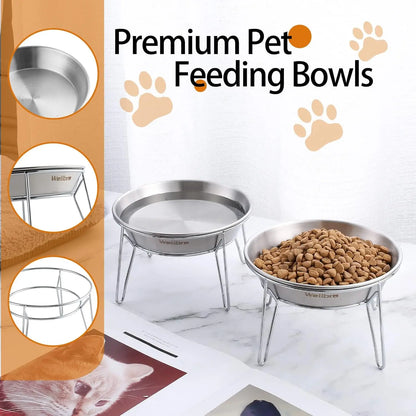 4-Pack Stainless Steel Raised Pet Bowls.