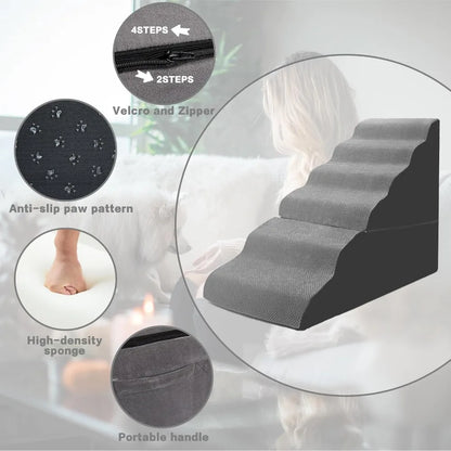 6 Step Pet Stairs for High Beds 30-36 inches Tall