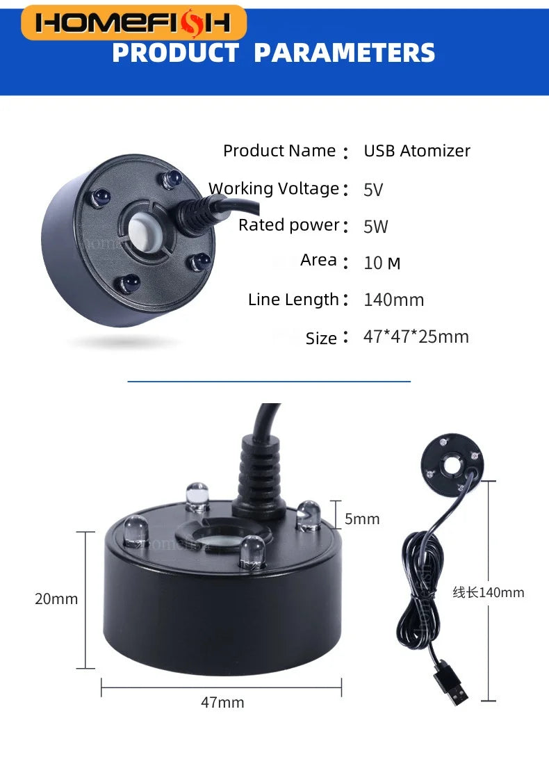 Fish, Pond Fountian Nebulizer with Colorful Lights.