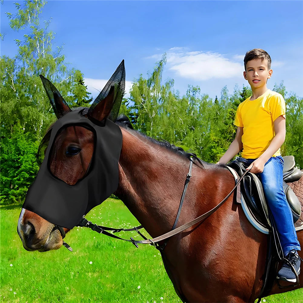 Mesh Breathable Horse Face Mask for Fly & Ear Protection