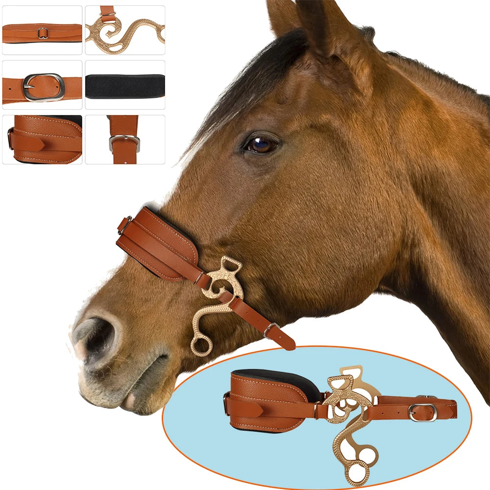 Horse Bit Padded & Adjustable Bridle Hackamore Brown English