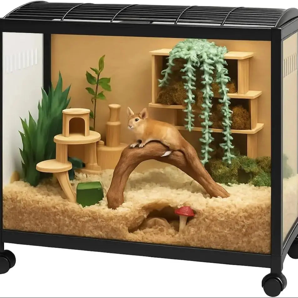 Transparent Hamster Cage,360° Viewing Small Animal Habitat