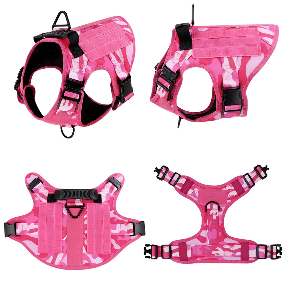 Military Pink Camouflage Dog Harness Large Medium Dogs