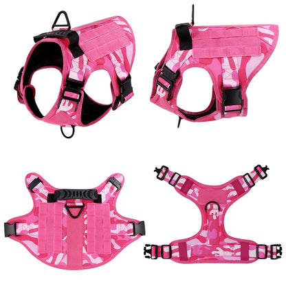 Military Pink Camouflage Dog Harness Large Medium Dogs