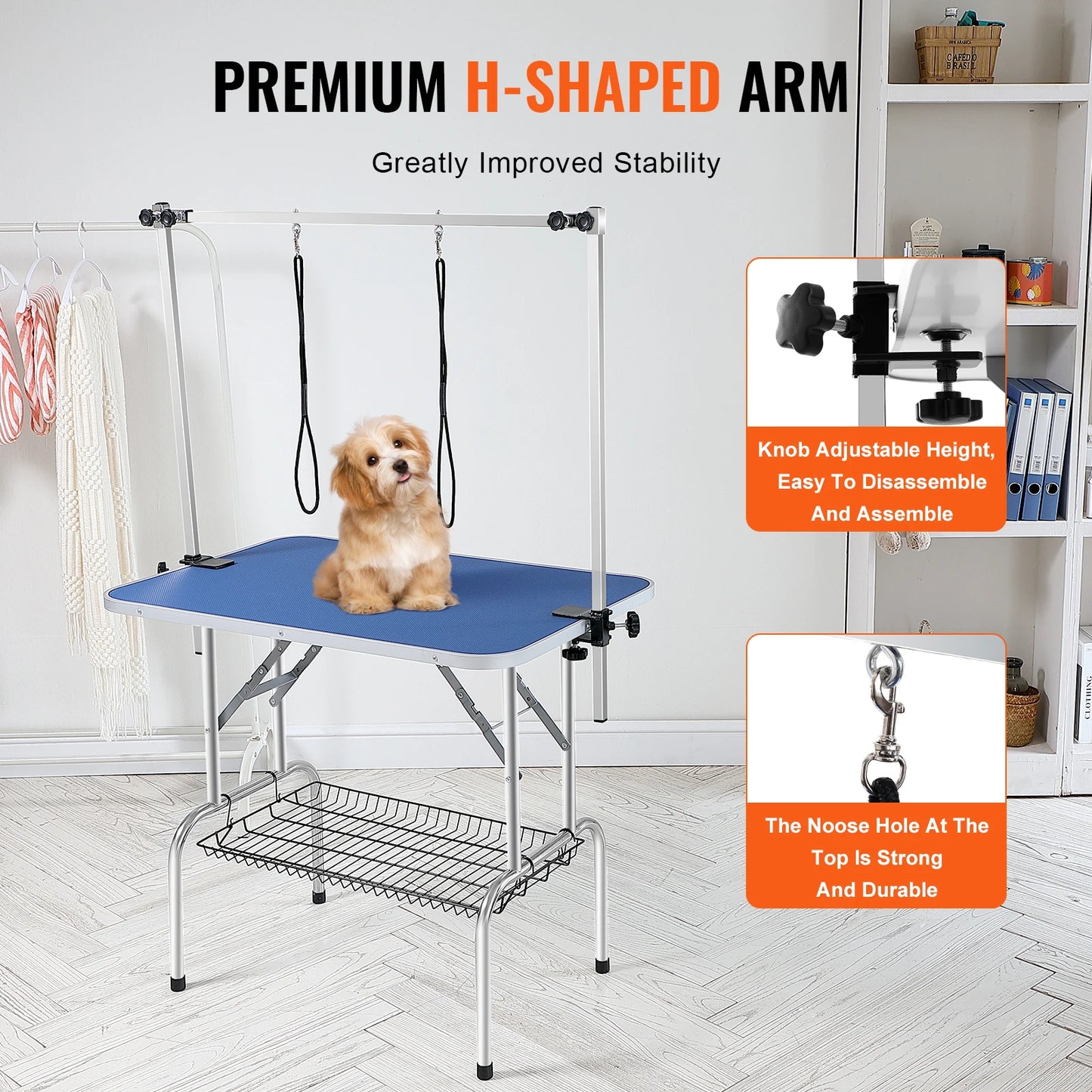 Foldable Pet Grooming Table Two Arms with Clamps