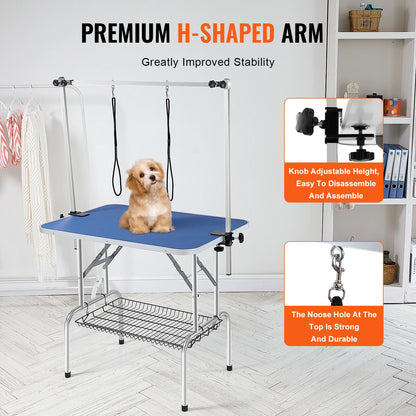 Foldable Pet Grooming Table Two Arms with Clamps