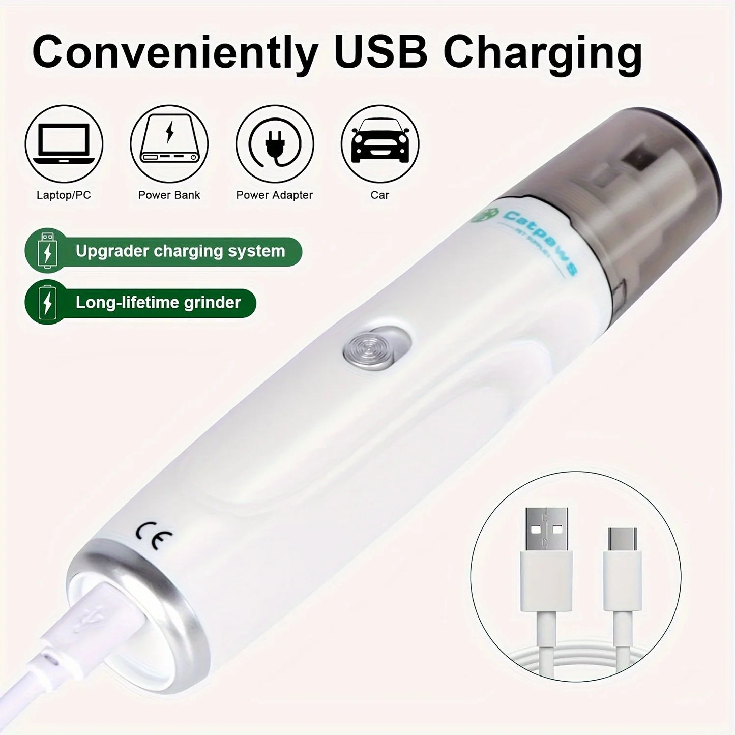 Professional Pet Paw Dog Nail Grinder Rechargeable Trimmer