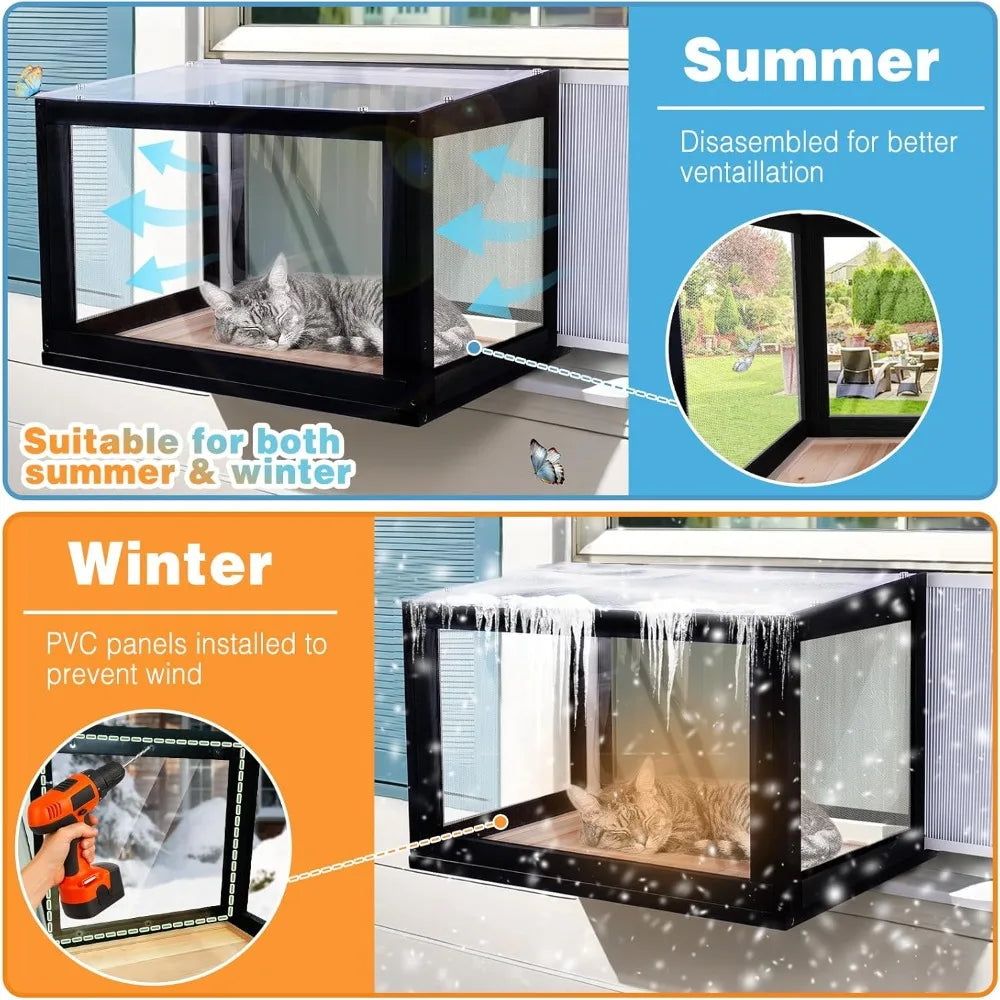 Outdoor Sunbathing Window Box Cat Enclosure