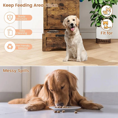 Pet Feeding Station with Raised Bowls & Food Storage