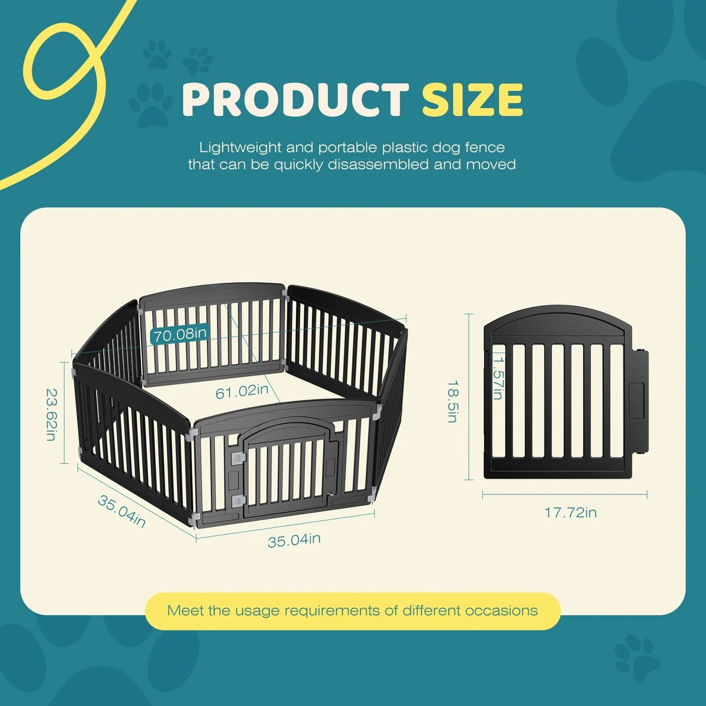 Plastic Dog Playpen 6 Panel 24IN Expandable Pet Fence