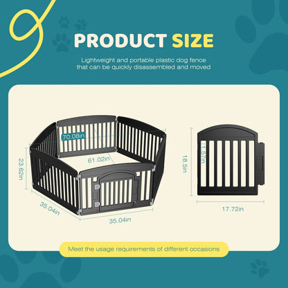 Plastic Dog Playpen 6 Panel 24IN Expandable Pet Fence