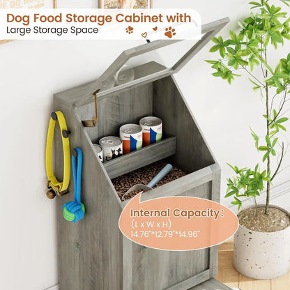 Pet Feeding Station with Raised Bowls & Food Storage