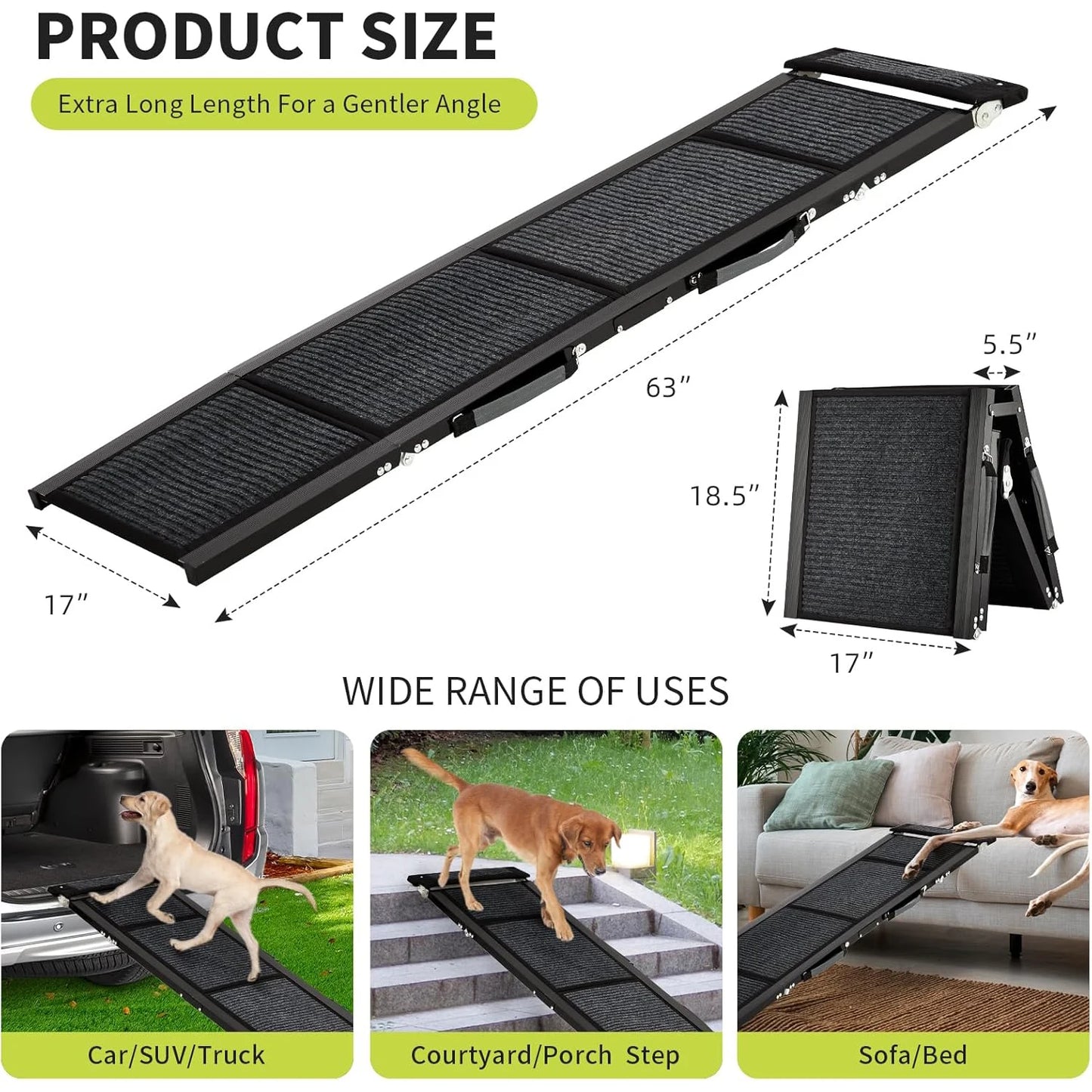 Folding Non-Slip Car Dog Ramp for Large Dogs