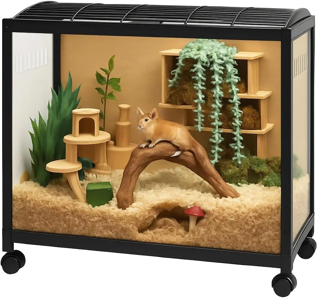 Transparent Hamster Cage,360° Viewing Small Animal Habitat