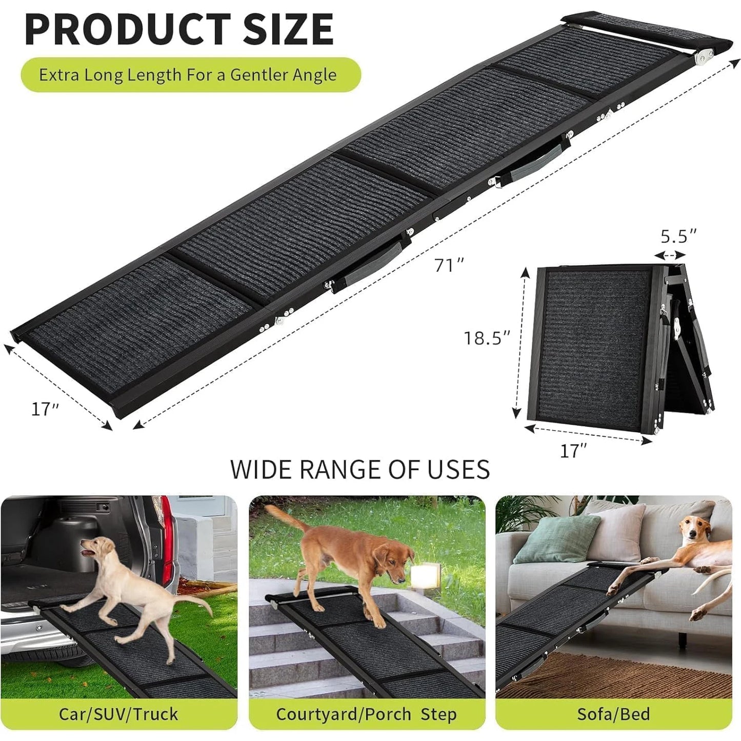 Folding Non-Slip Car Dog Ramp for Large Dogs