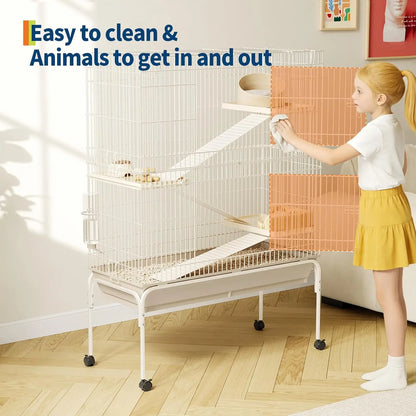 47/55 Inch Small Metal Animal Cage with Wheels