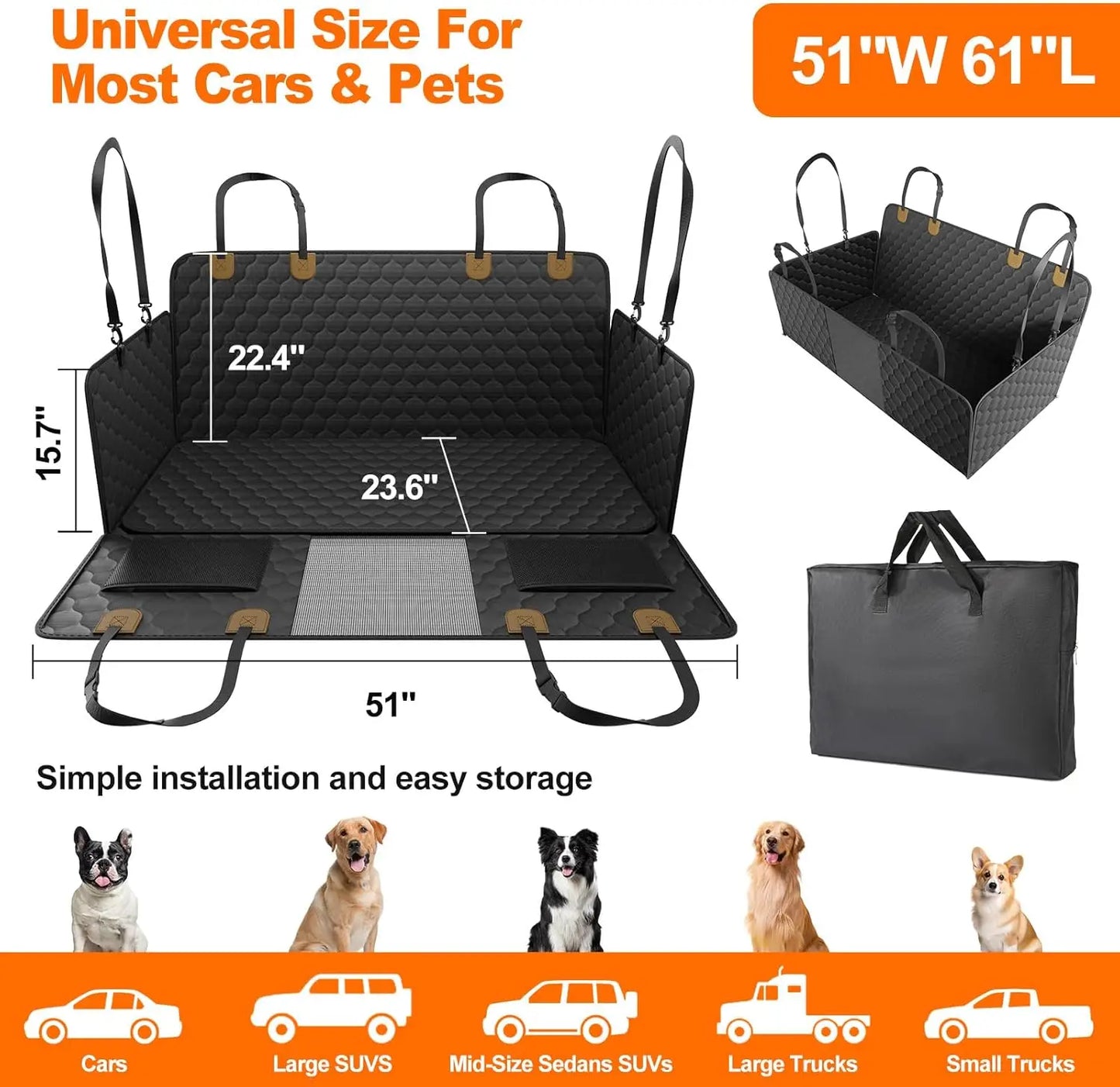 Waterproof Pet Travel Accessories Foldable Car Seat Protector