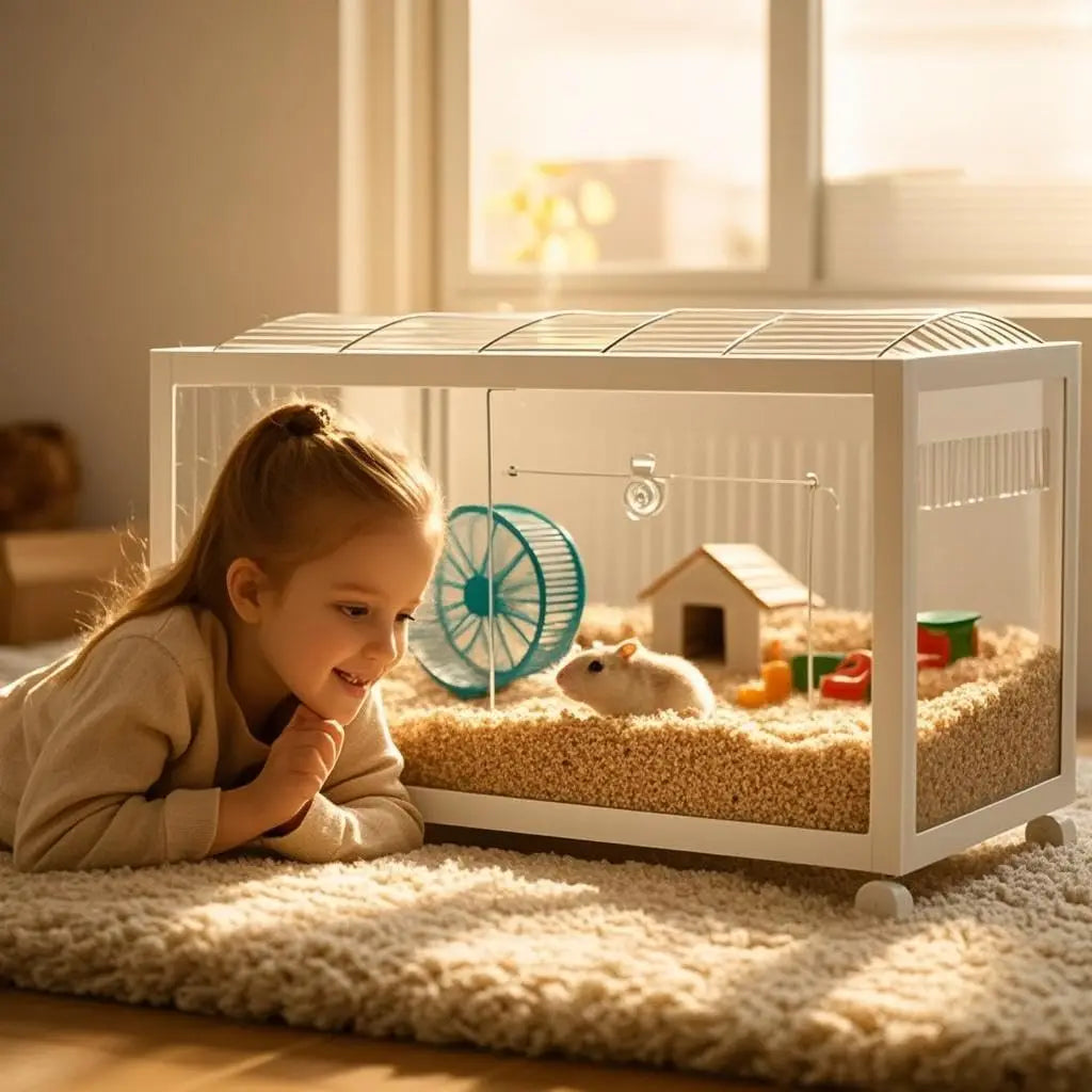 Transparent Hamster Cage,360° Viewing Small Animal Habitat
