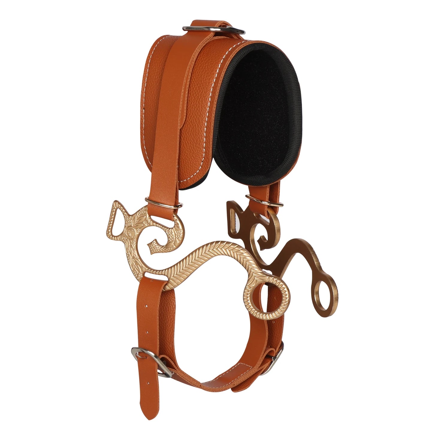 Horse Bit Padded & Adjustable Bridle Hackamore Brown English